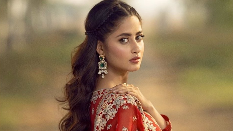 actress Sajal Ali in red